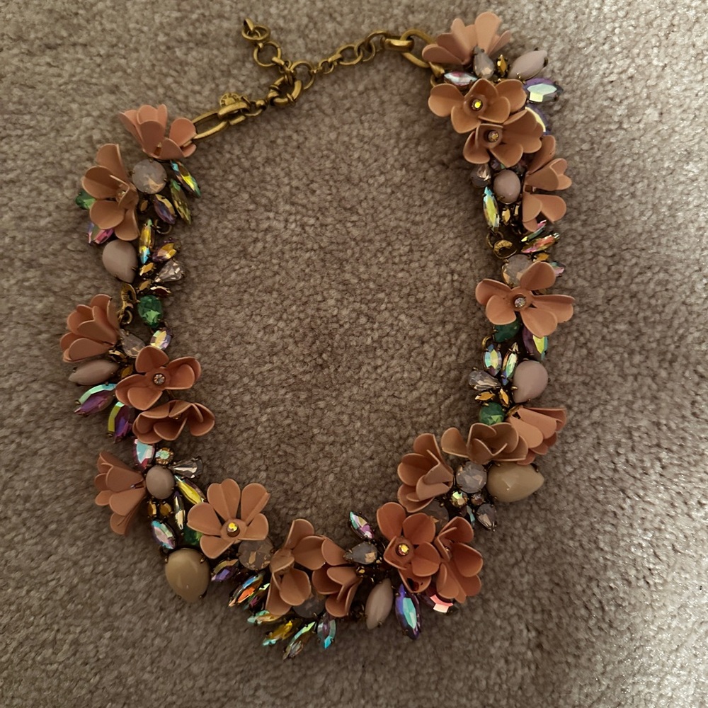 J. Crew Pink and Gold Floral Necklace